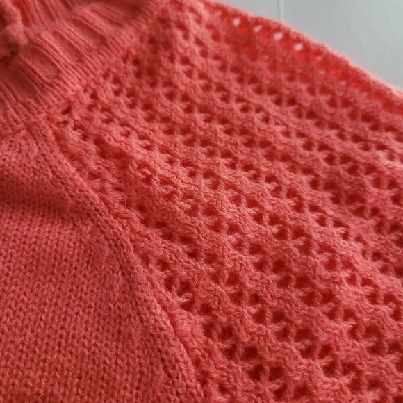 Forever 21 Crochet Knit Pullover Sweater Womens S Small Coral Preppy Acrylic - Picture 2 of 7